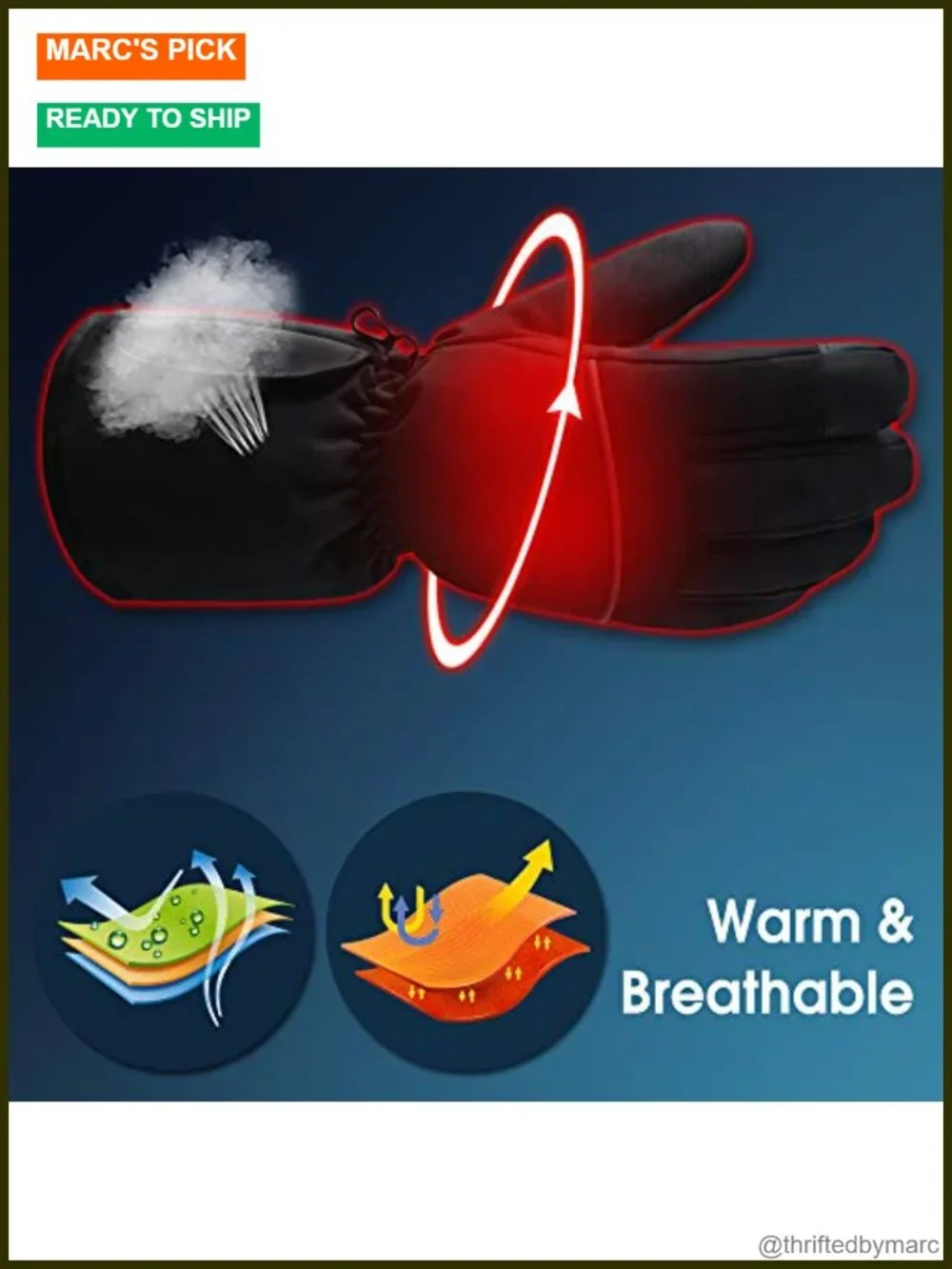 Rechargeable Heated Gloves - Battery Powered Touchscreen Waterproof Windproof